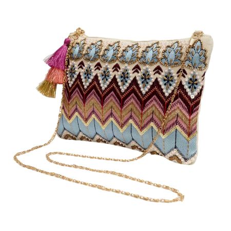 Multicolor Handcrafted Beaded Cotton Sling  Side Bag For Women 